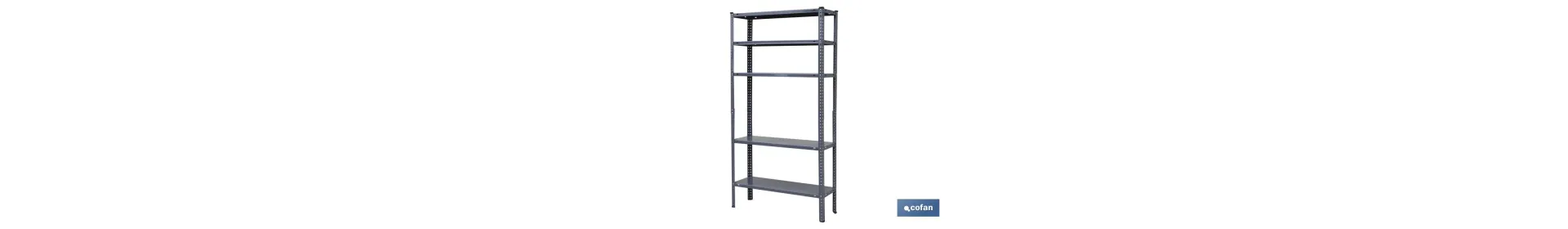 Estantería Metálica en color Gris de 5 baldas | Con tornillos y escuadras | Resistente a un peso por balda de 80 kg