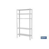 Estantería Metálica en color Blanco de 5 baldas | Con tornillos y escuadras | Resistente a un peso por balda de 80 kg