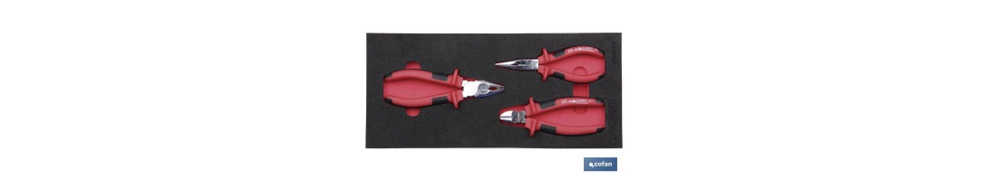 Módulo de espuma con herramientas  | Para 1/3 cajón del carro de herramientas cofan | Alicates 1000v 3 piezas