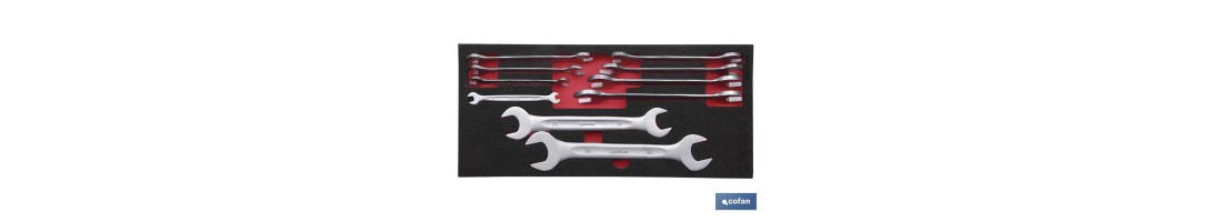 Módulo de espuma con herramientas | Para 1/3 cajón del carro de herramientas cofan | Llaves fijas 10 piezas