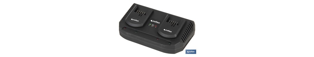 Cargador de Baterias Doble | Carga Rápida | 2 x 3,5 A - 18V