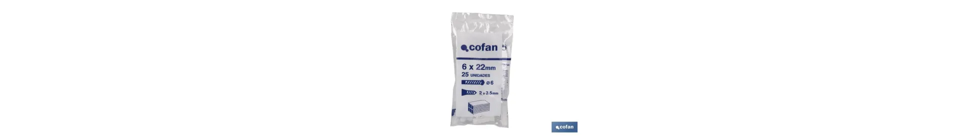 Taco de LDPE blanco estriado | En bolsitas de 25 unidades | Ideal para huecos y macizos | Medidas desde Ø 5 hasta 12 mm