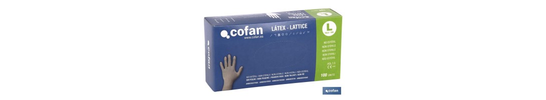 Caja de 100 guantes de látex sin polvo | Resistentes | 100 % de látex | Dispensador de guantes