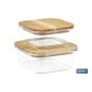 Set de 2 Fiambreras Cuadradas de Borosilicato | Modelo Bambú | Tapa de Bambú | Capacidad 520-800 ml