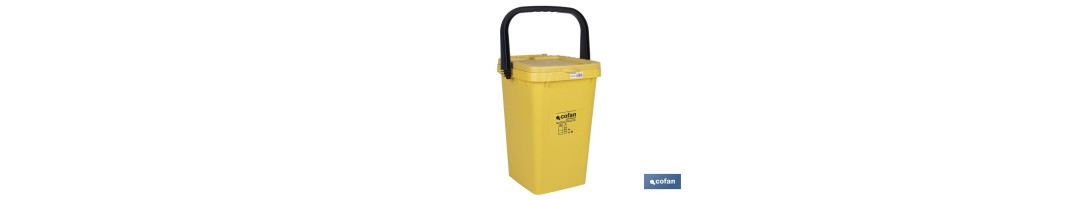 Contenedor de reciclaje amarillo | Cubo para residuos de plásticos y envases | Capacidad 25 litros