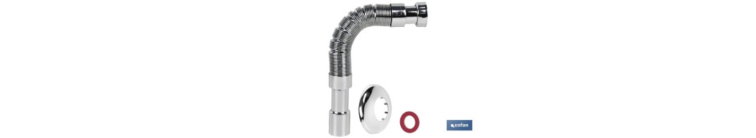 Tubo Flexible Metalizado | Longitud: 300-720 mm| Para Lavabo y Bidé | Medidas: 1 1/2 Ø32-40 mm o 2 2/2 Ø40-50 mm