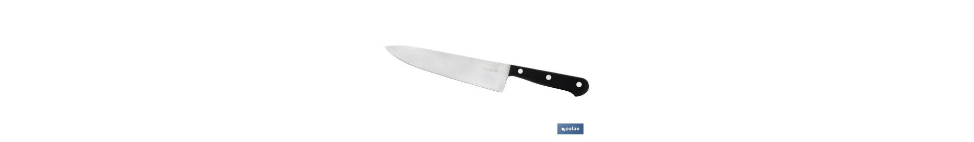 Cuchillo cocinero | Modelo Saffron | Medida de 20 cm | Hoja de Acero Inox | Mango de Polioximetileno | Color Negro