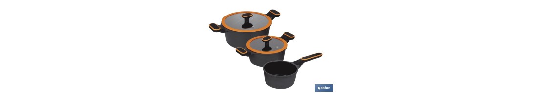 Batería de Cocina Full Induction | 3 Piezas | Aluminio Fundido