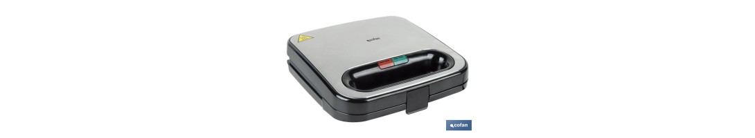 Sandwichera | Revestimiento antiadherente | Compartimentos para 2 sándwiches | Potencia: 750 W | Medidas: 23,7 x 23,3 x 9 cm