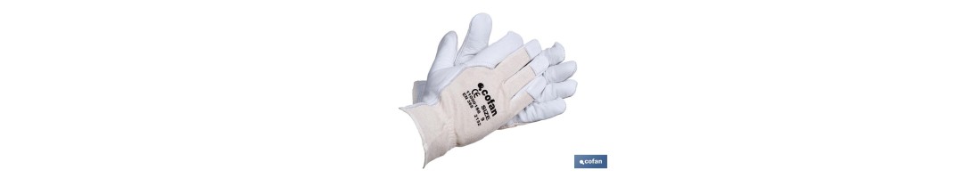 Guantes de piel de vacuno y dorso de punto | Duraderos y resistentes | Transpirables | Protección y seguridad