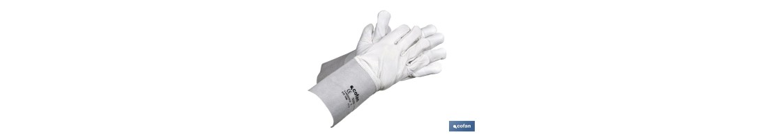 Guantes de vacuno con manguitos de 13 cm | Piel de serraje | Comodidad y protección | Ideales para agricultura y recolección