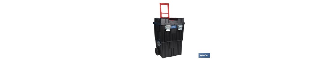 Carro de herramientas Compact con 2 Bloques | Con Doble Asa y Ruedas | Medidas: 45 x 36 x 64 cm