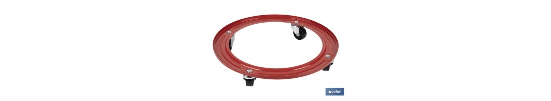 Soporte metálico con 4 ruedas para Bombona de Butano | Resistente hasta 50 kg | Porta bombonas en color rojo
