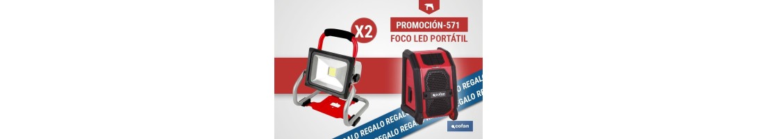 Pack de 2 focos LED portátiles de batería + altavoz Bluetooth de regalo | Iluminación eficiente y duradera