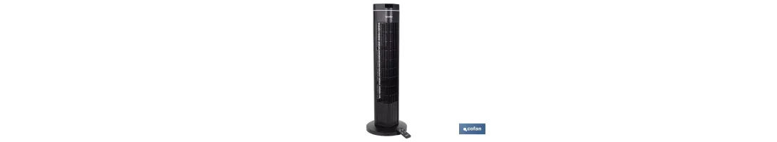 Ventilador silencioso de torre con control remoto | Color Negro | Incluye mando a distancia y temporizador (8 horas)
