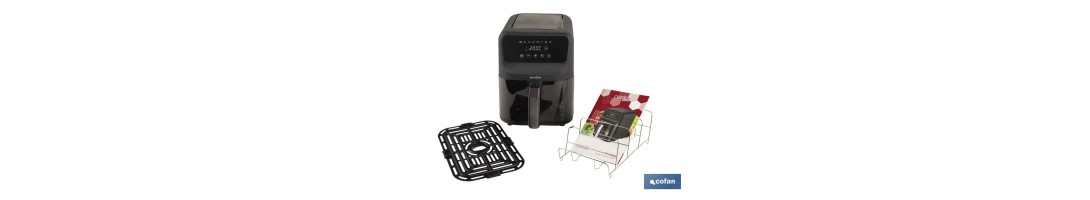 Freidora de Aire Digital de 5 Litros | Ventana de visualización con luz + pantalla táctil en color + rejilla para tostar pan | 