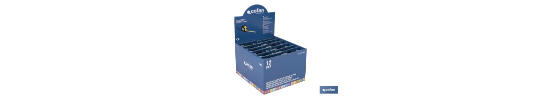 Expositor para flexómetros con protección de goma de Cofan | Incluyen los flexómetros | Varias medidas y capacidades