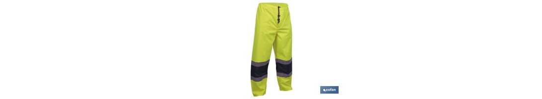 Pantalón de lluvia de alta visibilidad | Bandas de alta visibilidad | Color: amarillo y azul | Disponible desde la talla S hast