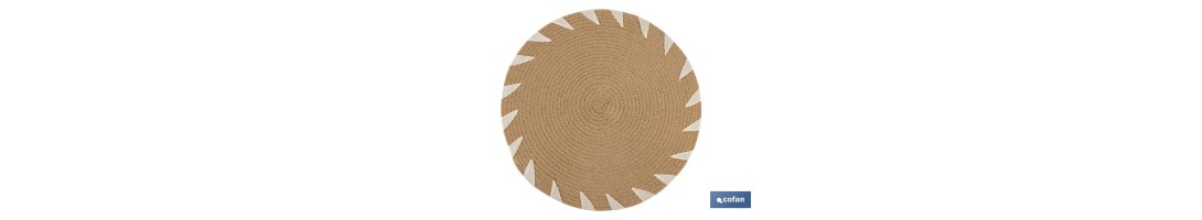 Bajoplatos redondos con detalles decorativos | Packs de 6 salvamanteles individuales | Diámetro: 38 cm | Color: beige y blanco