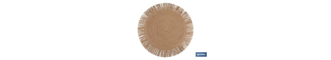 Bajoplatos redondos con flecos decorativos | Disponibles en diferentes colores | Packs de 6 salvamanteles individuales | Diámet