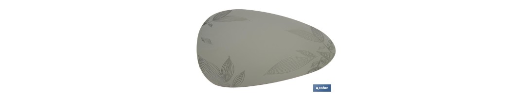 Bajoplato triangular | Diseño estampado con hojas | Packs de 6 salvamanteles individuales | Color: verde | Material: PVC | Medi