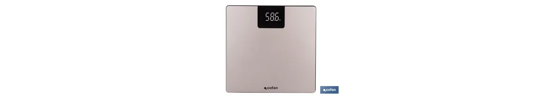 Báscula de baño digital | Plataforma de vidrio templado con pantalla LED | Medición precisa | Color: piedra