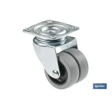 Rueda doble de polipropileno con placa de 60 mm | Diámetro de 50 mm | Para pesos de hasta 70 kg