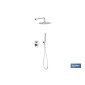 Conjunto de ducha empotrada con diseño redondo y acabado cromado | Ducha monomando 2 vías | Instalación en la pared | Rociador 