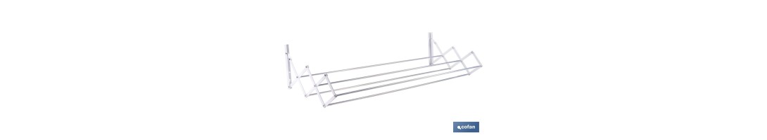 Tendedero de pared extensible en aluminio pulido | Medida: 100 cm | 5 Varillas con 5 metros de área de tendido | Ideal para Int