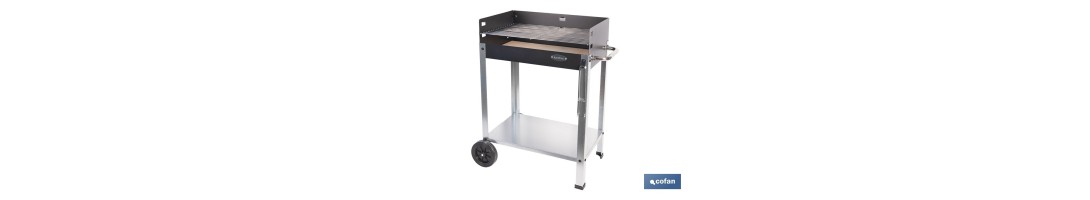 Barbacoa de carbón con ruedas | Parrilla regulable | Ladrillo refractario | Fácil de transportar y estable | Medidas: 56,7 x 36
