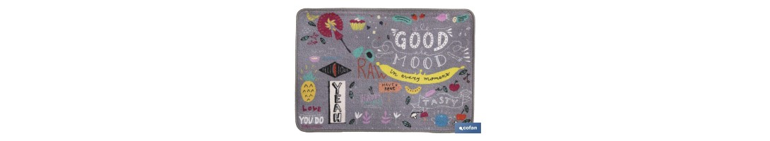 Felpudo antideslizante para entrada casa | Adecuado para interior y exterior | Material resistente | Diseño Good Mood | Medidas