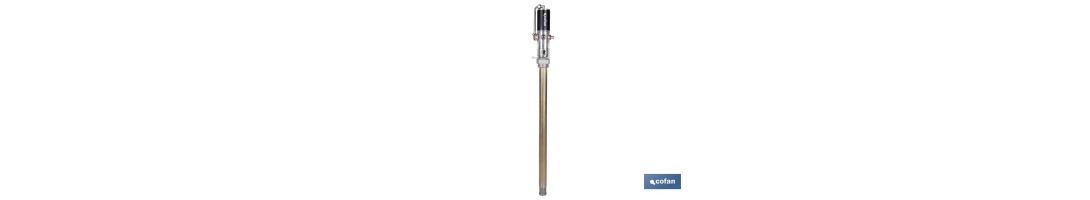 Bomba neumática lubricante | Relación 3:1 | Caudal: 14 LPM | Presión máxima: 10 bares | Disponible para bidones de 60 o 205 lit