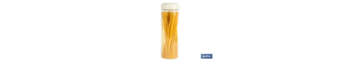 Bote de cocina de vidrio borosilicato | Tapa beige | Cierre a presión | Capacidad: 1,7 l | Almacenaje de alimentos | Medidas: Ø