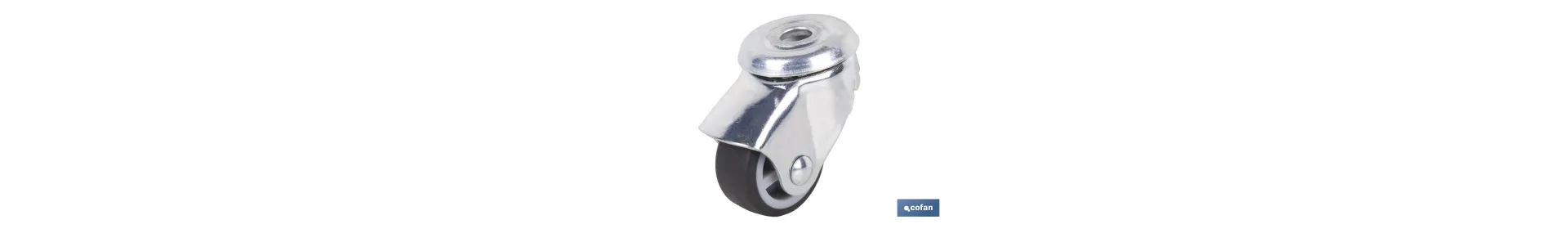 Rueda de goma gris para tornillo pasante | Diámetros desde 30 mm hasta 75 mm | Para pesos desde 25 kg hasta 45 kg