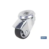 Rueda de goma gris para tornillo pasante | Diámetros desde 30 mm hasta 75 mm | Para pesos desde 25 kg hasta 45 kg