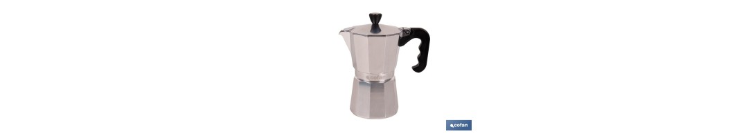 Cafetera italiana inducción | Material: aluminio | Mangos de nylon | Apta para todo tipo de fuegos | Disponible en diferentes c