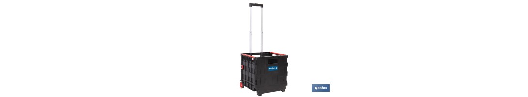 Trolley plegable con asa telescópica | Material: PP | Mango ergonómico | Carga máxima: 25 kg | Compacto y fácil de montar