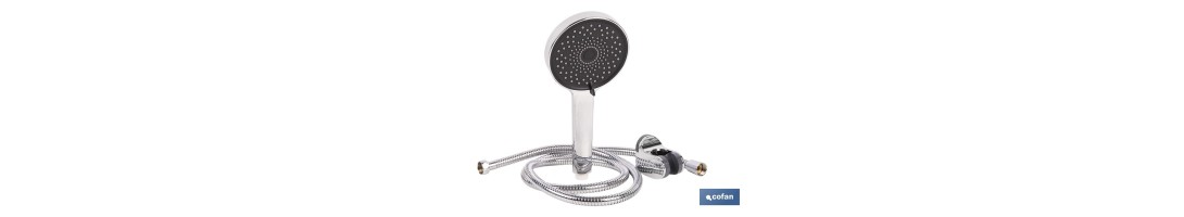 Kit de Ducha: Mango + Flexo + Soporte | Mango con 3 Funciones | Fabricado en ABS cromado