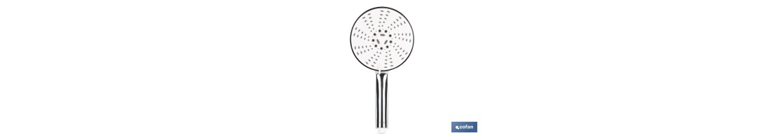 Mango de ducha cromado de alta presión con 5 funciones de pulverización | Medidas: 15,5 x 28 cm