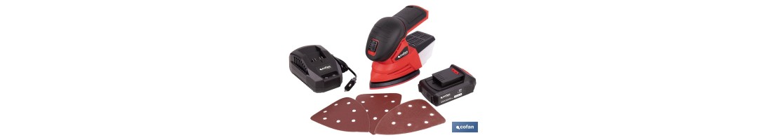Lijadora Mouse a batería 20 V | Base de 10 x 14 cm | 11.000 rpm | Incluye caja de polvo y 3 hojas de lija | Disponible con y si