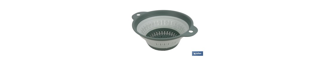 Escurridor plegable con asas y capacidad para 1,8 litros | Color: verde | Ahorro de espacio | Ideal para frutas, verduras y pas