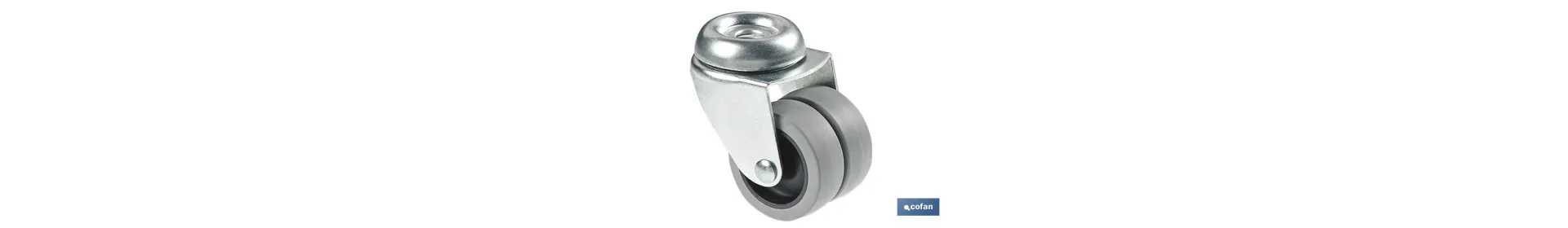 Rueda doble de polipropileno con agujero pasante de 8 mm | Diámetro de 50 mm | Para pesos de hasta 70 kg