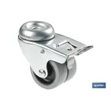Rueda doble de polipropileno con agujero pasante de 12 mm y freno | Diámetro de 50 mm | Para pesos de hasta 70 kg