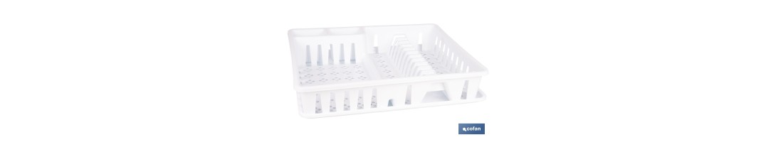 Escurreplatos blanco con bandeja | Gran capacidad para un secado ordenado cm