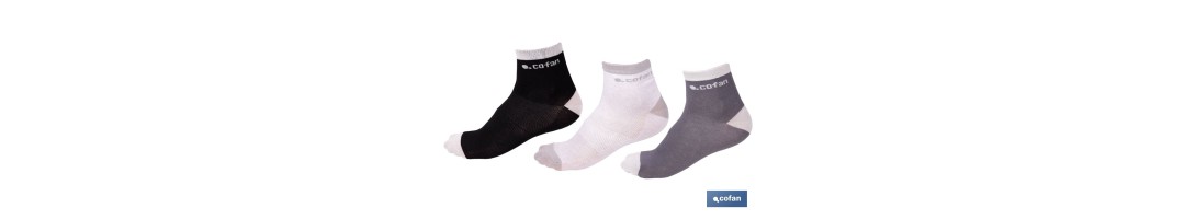 Set de 3 pares de calcetines unisex de algodón | Caña media | Negro, blanco y gris | Disponible en dos rangos de tallas