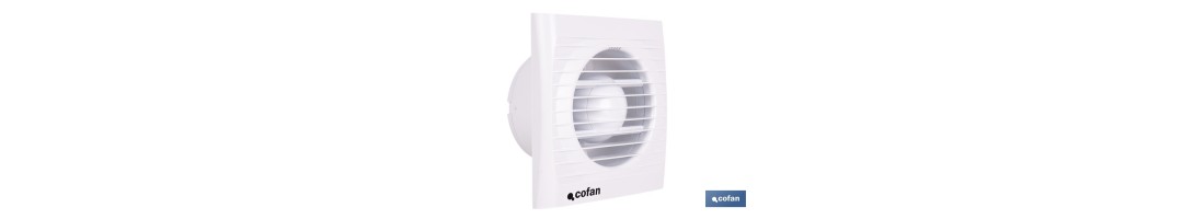 Extractor de aire axial con panel frontal y válvula antirretorno | Protección IP24, color blanco | Disponible en diferentes diá