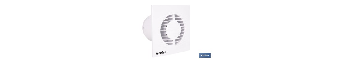 Extractor de aire axial silencioso | Con panel frontal fino y válvula antirretorno | Protección IP45 | Disponible en diferentes