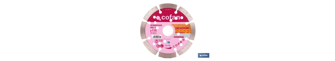 Disco de corte segmentado ventilado | Para ladrillo y hormigón | Corte en seco | Disponible en diferentes medidas