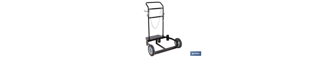 Carro portabidones de acero con ruedas antipinchazo | Cadena de seguridad | Alta resistencia y maniobrabilidad | Adecuado para 