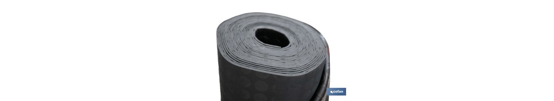 Rollo de suelo de caucho | Diseño de círculos | Antideslizante | 10 m de largo, 3 mm de grosor | Disponible en diferentes ancho